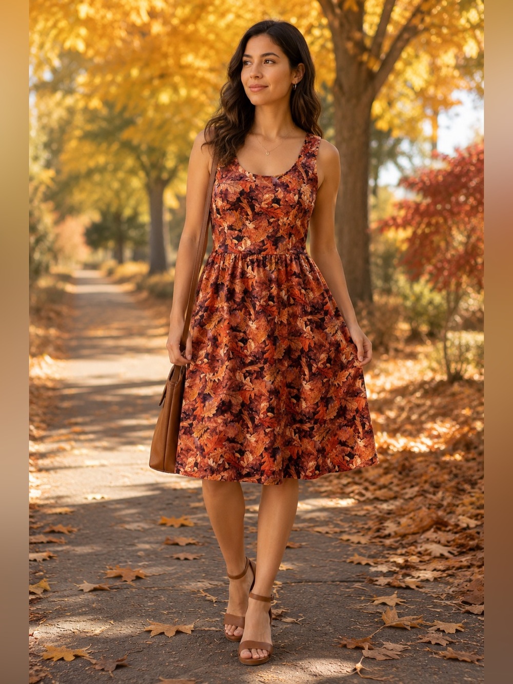 Fall Leaves Fit & Flare Dress by Retrolicious
